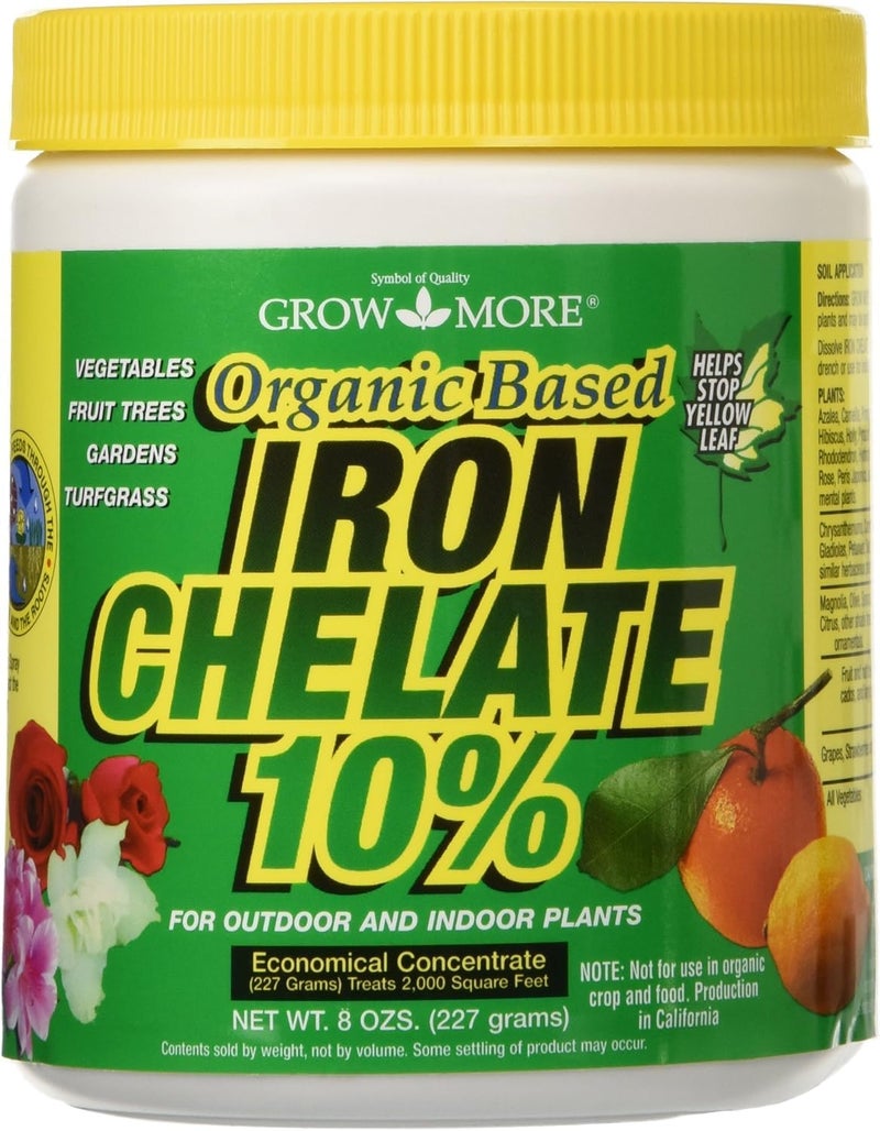 Grow More Organic Iron Chelate Concentrate 10% - 8oz Water Soluble Iron Supplement for Indoor & Outdoor Plants - Image 1